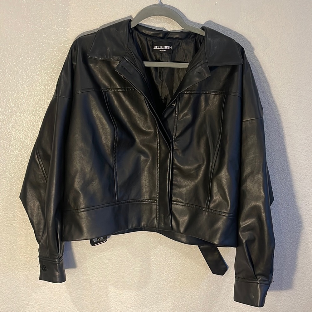 black leather jacket